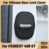 For PEUGEOT 408 GT  2024 Car Door Shock Absorber Door Lock Protector Silicone Auto Door Lock Latches Cover Accessories