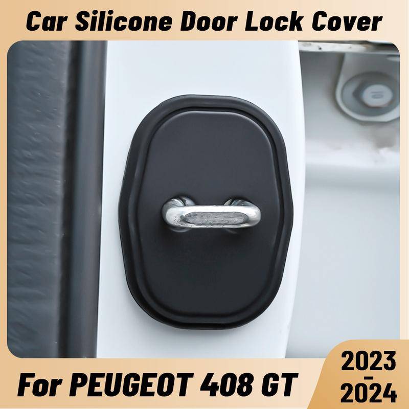 For PEUGEOT 408 GT  2024 Car Door Shock Absorber Door Lock Protector Silicone Auto Door Lock Latches Cover Accessories