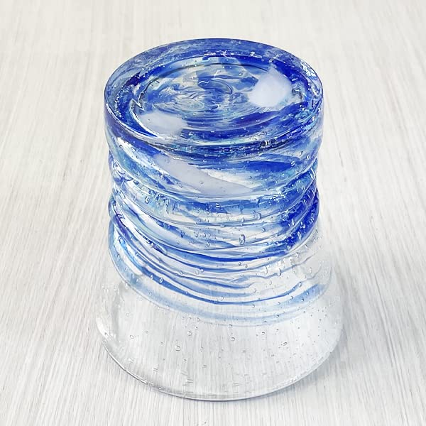 Kubagasaya Ryukyu Glass Ryukyu Sklenice na whisky s fluoritem Suvenýr z Okinawy Sklo Vlna Světlušky Modré Fosforeskující Svítící