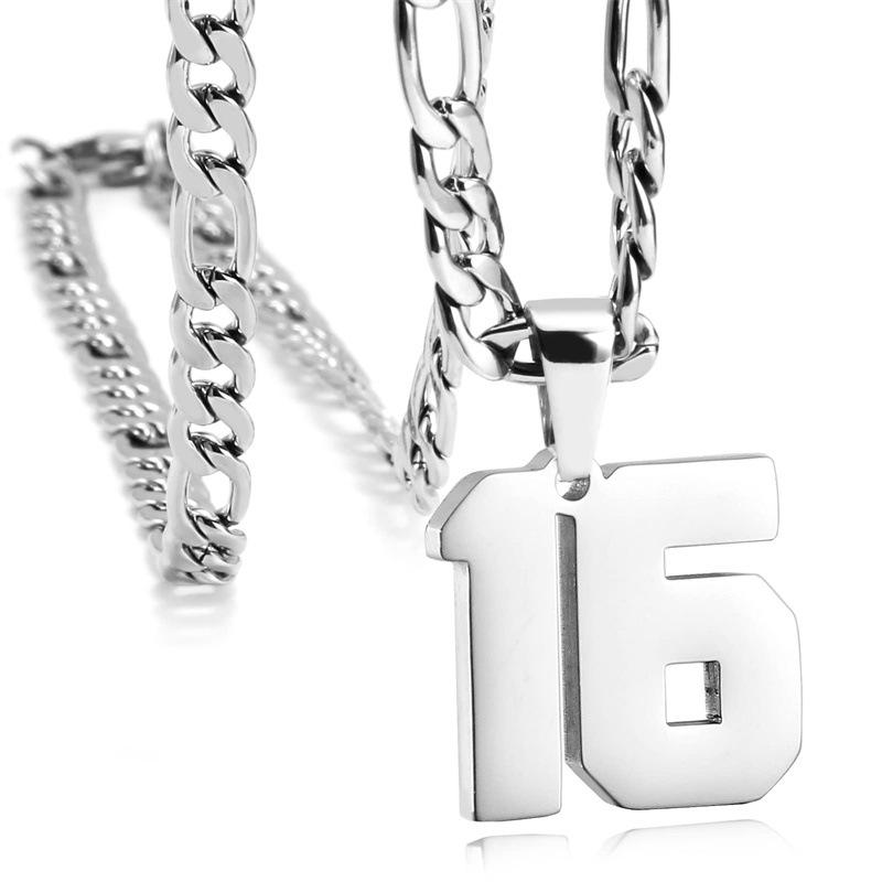 Men's Athlete Stainless Steel Sports Digital Necklace Baseball/Basketball/Soccer Team Inspiration Jewelry Spot