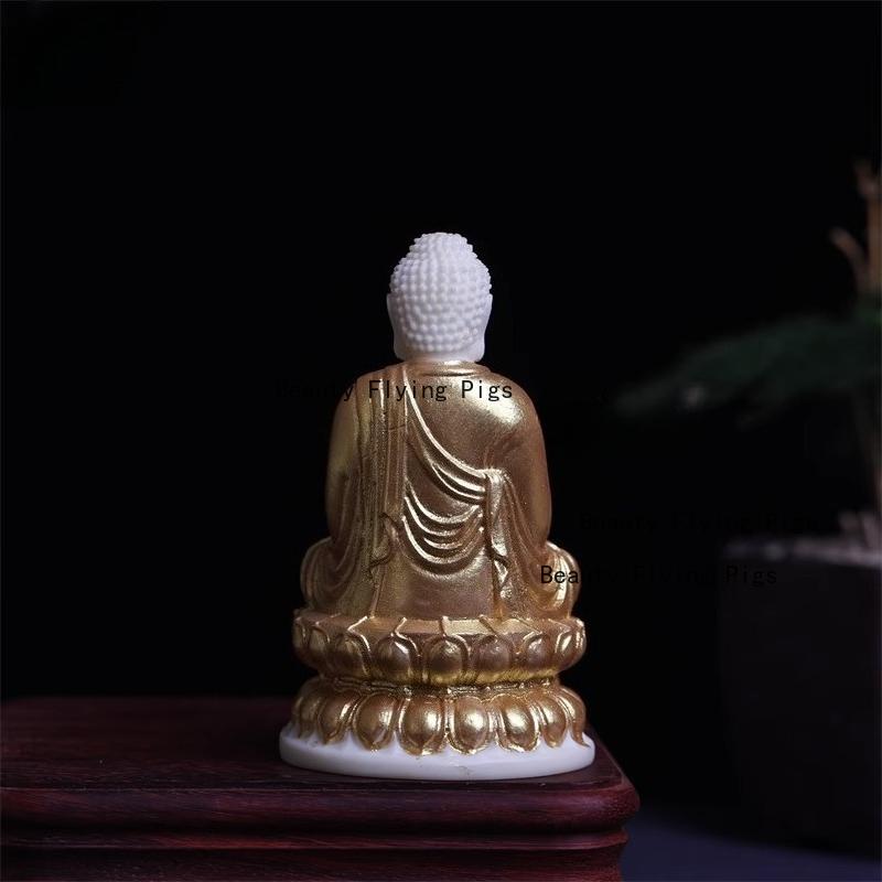 Ivory Fruit Powder Buddha Statue Chinese Style Buddha Statue Feng Shui Ornament Ivory Fruit Powder Pressed Crafts Home Decor