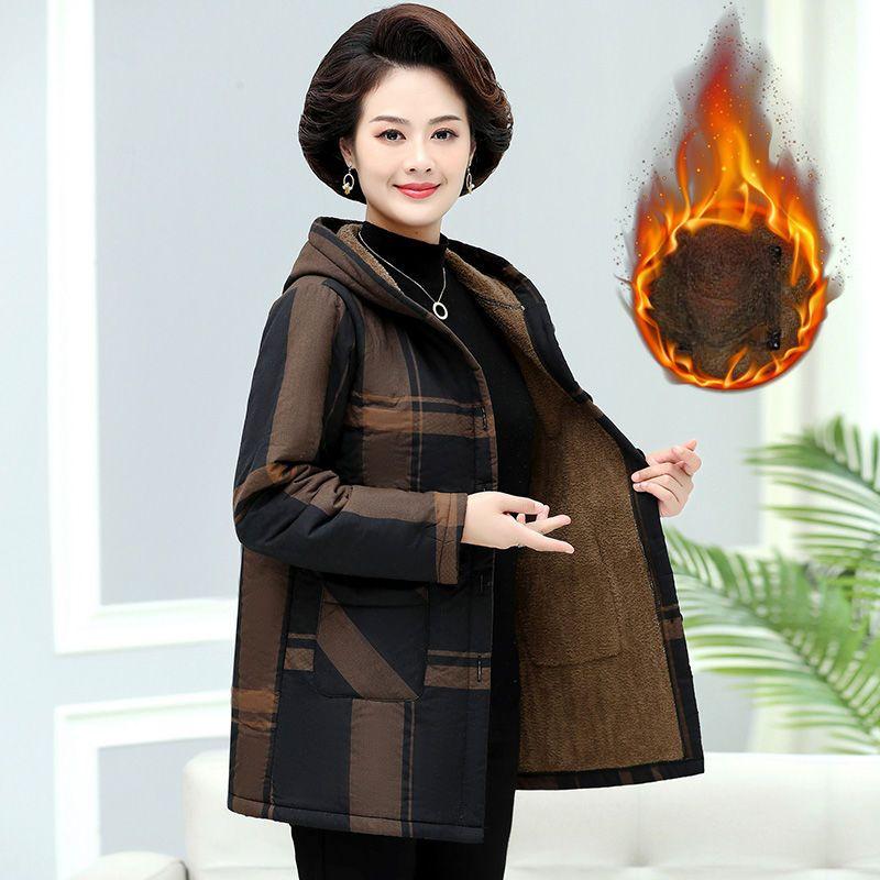 Woolen Coat Womens Autumn Winter New  Large Size 5XL Hooded Cotton Padded Jacket Fashion Outerwears