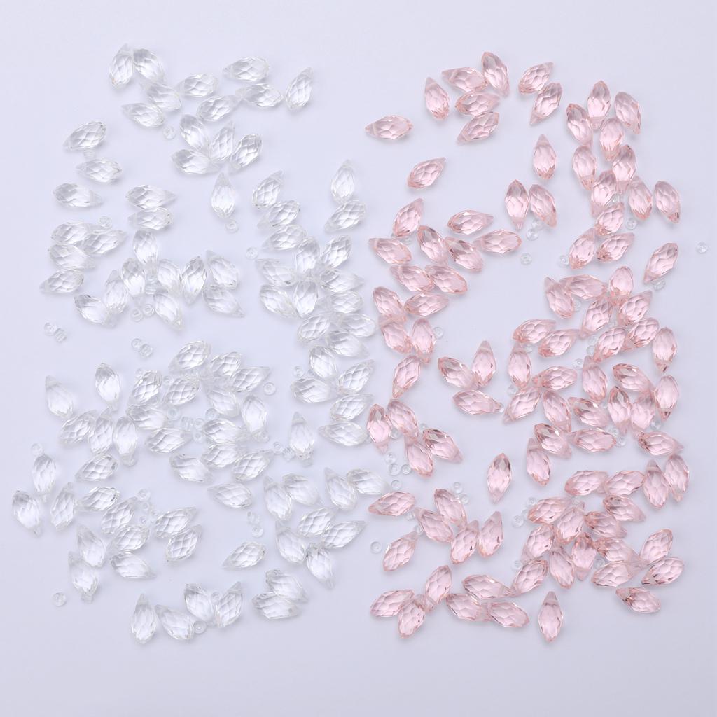 100x Crystal Glass Faceted Beads Charm Pendants Drilled DIY Craft Clear