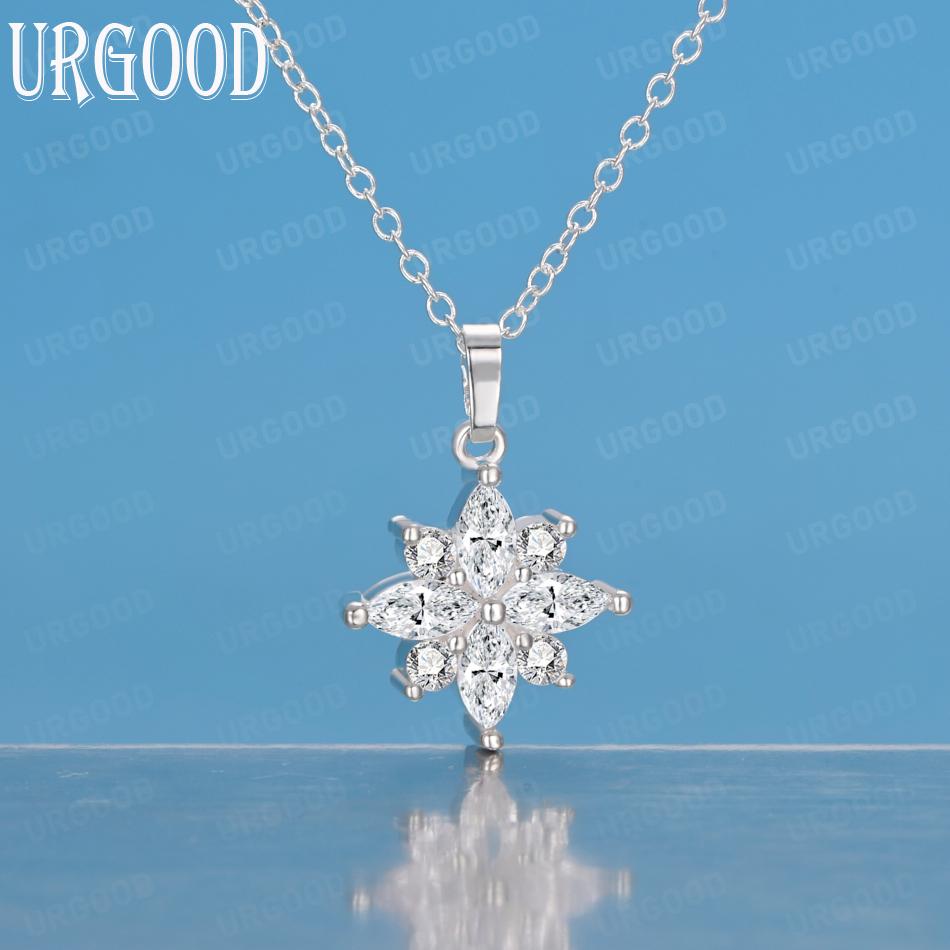 925 Sterling Silver AAA Zircon Fashion Pendant Necklace Wedding Jewelry