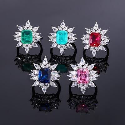 Zircon Ring Imitation Natural Topaz Ring Vintage Royal Sapphire Ring