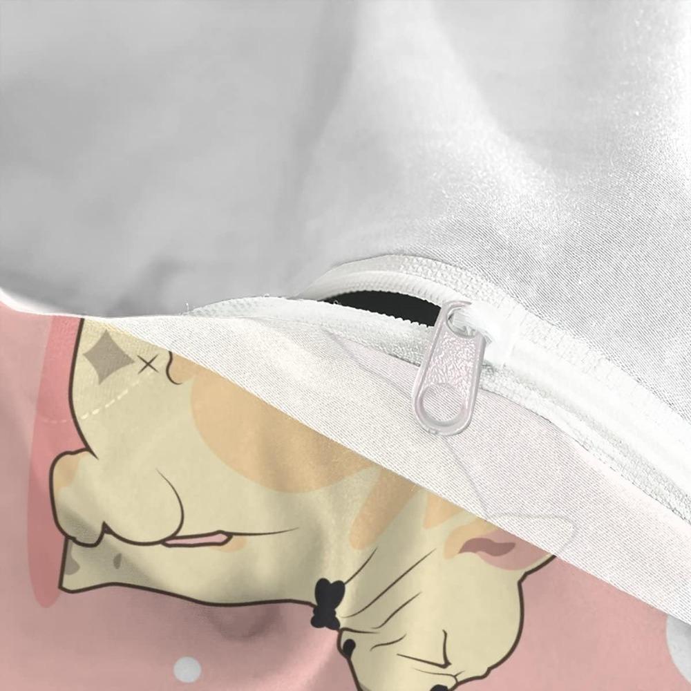 French Bulldog Duvet Cover Set Cute Animal Pattern Bed Set 3D Print Pet Dog Bedding Set for Children Boys Girls Adults 3-Piece