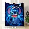 Blue Cartoon Character with Purple Ears On a Galaxy-themed Background. for All Seasons Blanket Lunch Break Throw Gift