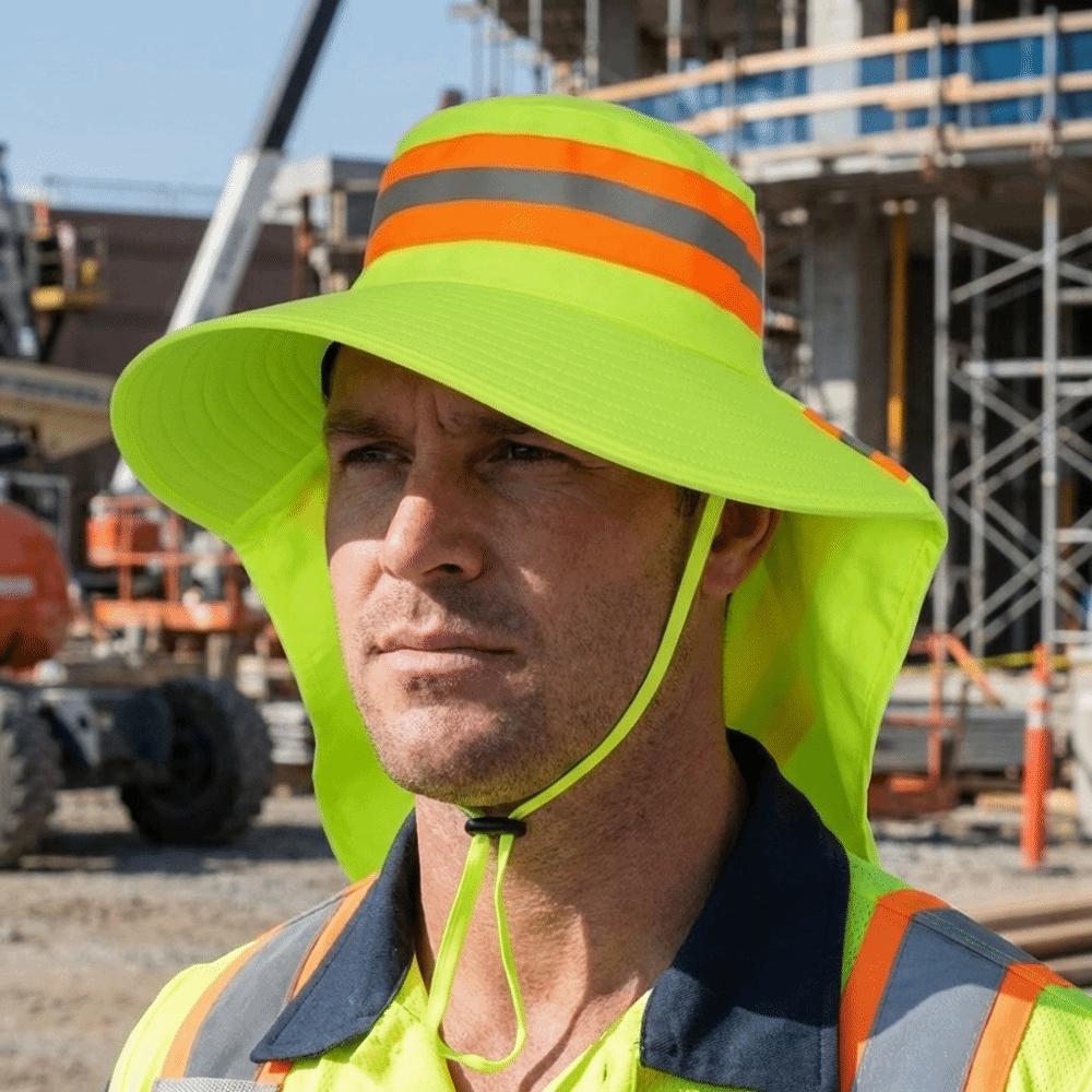 Adjustable Design Reflective Sun Hat Large Brim Fluorescent Safety Hat  Outdoor Sports