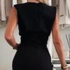 Sommer Figurbetontes Ärmelloses Midi-Kleid mit Schlitz Rundhalsausschnitt Einfarbig Damenkleid für den Alltag