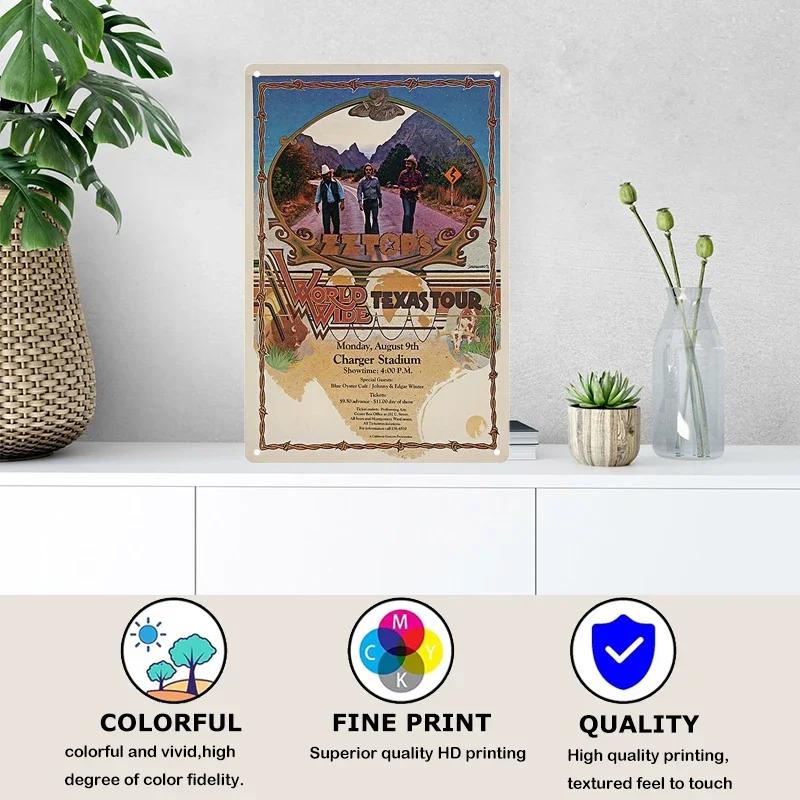 Tin Sign ZZ TOP Rock N Roll Poster Decorative Plaque Metal Signs Retro Vintagge Wall Plate For Home Club Pub Gift Wall Decor