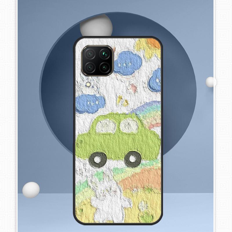 Kawaii Bears Rabbit oil painting For Huawei P30 P60 Pro P20 P40 Lite Nova 9 10 SE 12s 12i 11i 8i Y91 Y60 Y70 Y72 Y90 Y61 Case