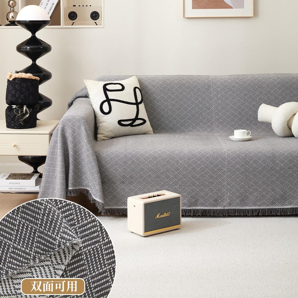 Cream Style Sofa Cover Full Coverage Universal All Season Couch Blanket for Picnic Camping