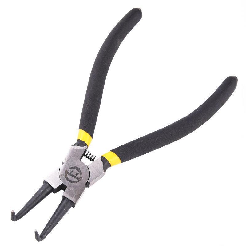 7-Inch Multifunctional Snap Ring Pliers for Internal/External Use: Yellow Handle - Ideal for Small Retaining Rings with Straight Jaw Design