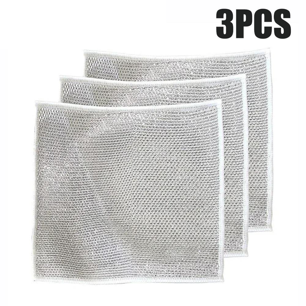 Multipurpose Wire Dishwashing Rags 10PCS Scrub Dish Cloths Reusable Cleaning Cloths For Wet And Dry Multifunctional Dish Washing