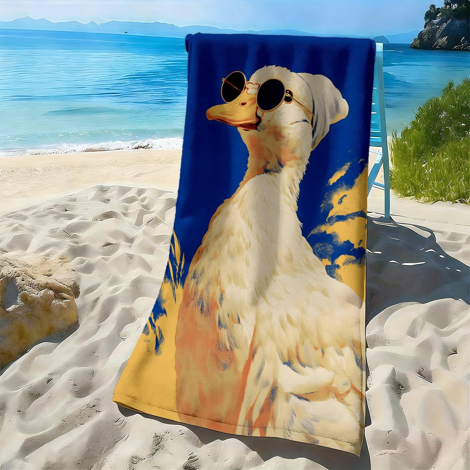Wearing sunglasses, trendy duck polyester microfiber beach towel is highly absorbent, suitable for swimming and beach outings W40*H60(CM)