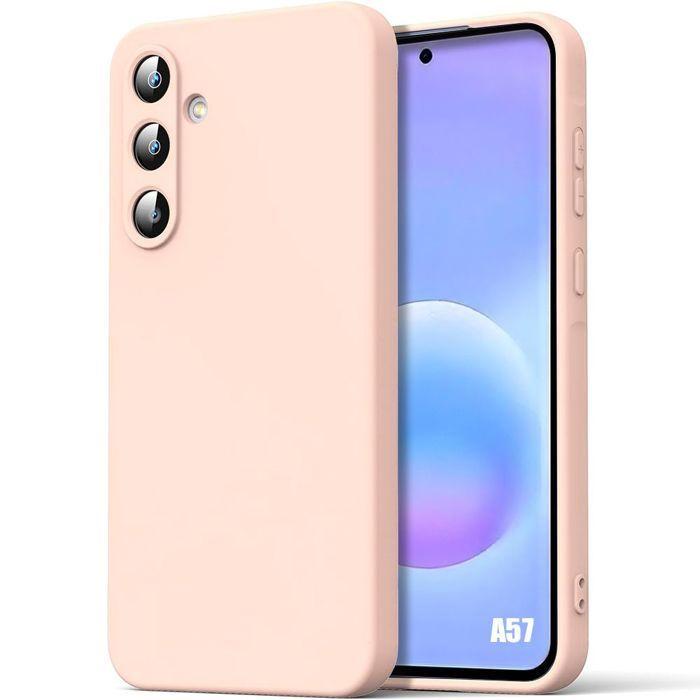 Coque pour Samsung Galaxy A57 5G, Silicone Liquide Protection Anti-Rayures Antidérapant Rose