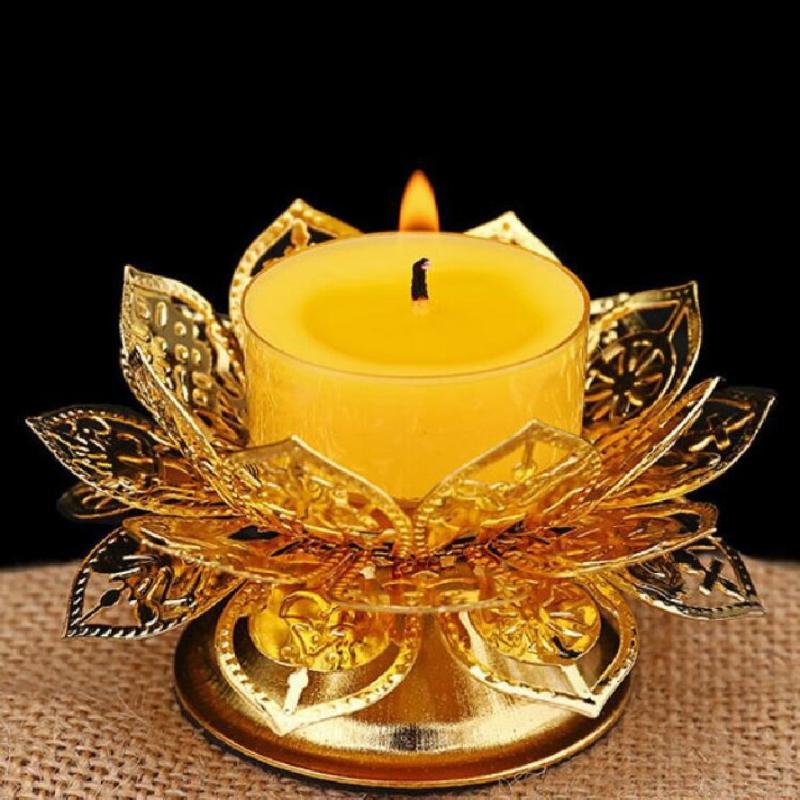 Goldener Lotus-Sitz Ghee-Lampenhalter Räuchergefäß Butterlampe Teelichthalter Kupfer-Öllampe Altar-Dekorationszubehör