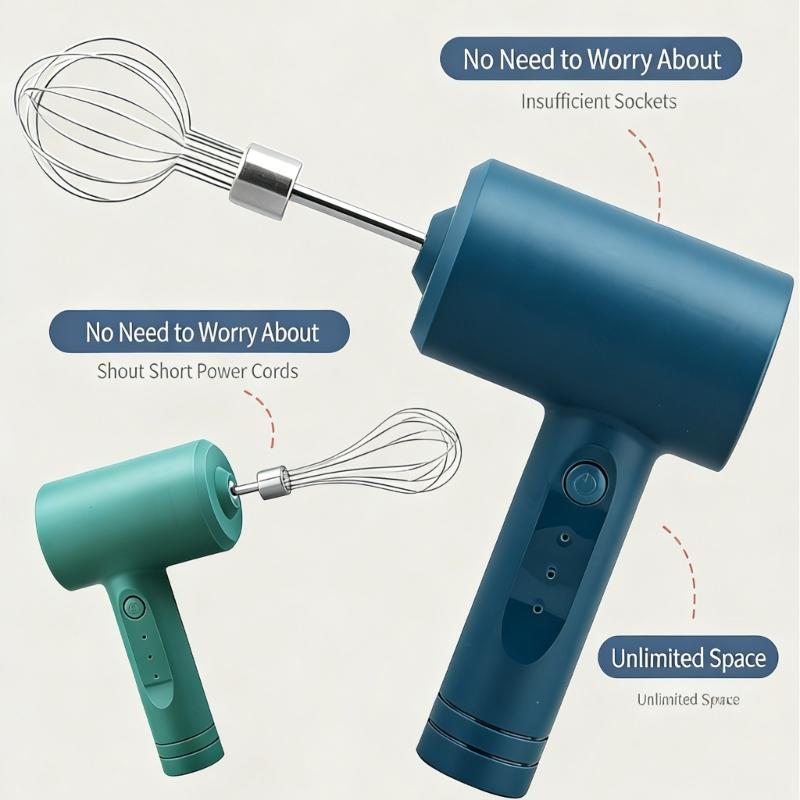 Wireless Hand for Baking with and Interchangeable whisks Ergonomic Quiet Operation