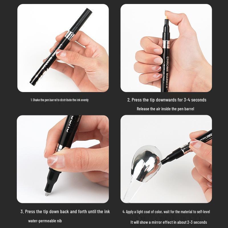 Waterproof Chrome Mirror Electroplating Touch-up Pen for Metal and Model