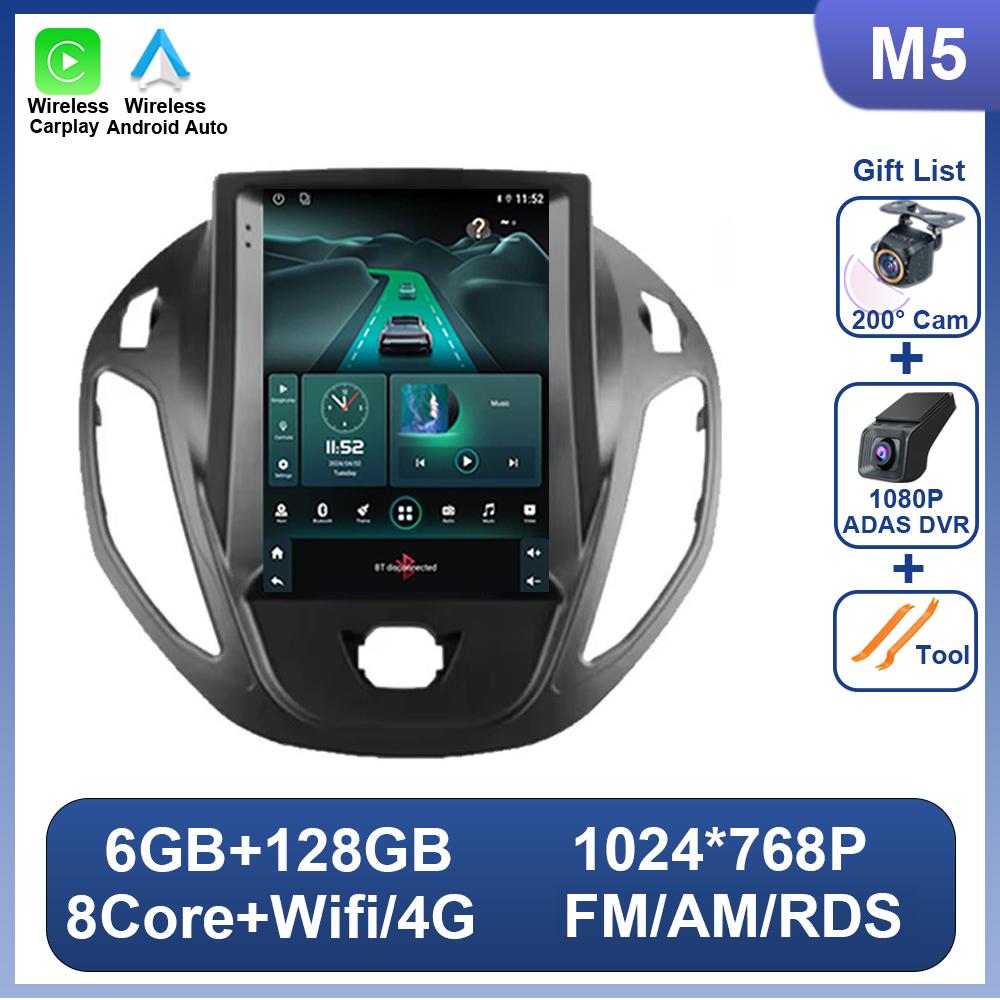 9.7 Inch Vertical Screen Android 14 For Ford Tourneo Transit 2012-2025 For Tesla Style Auto Radio 4G Wifi Carplay 7862 CPU