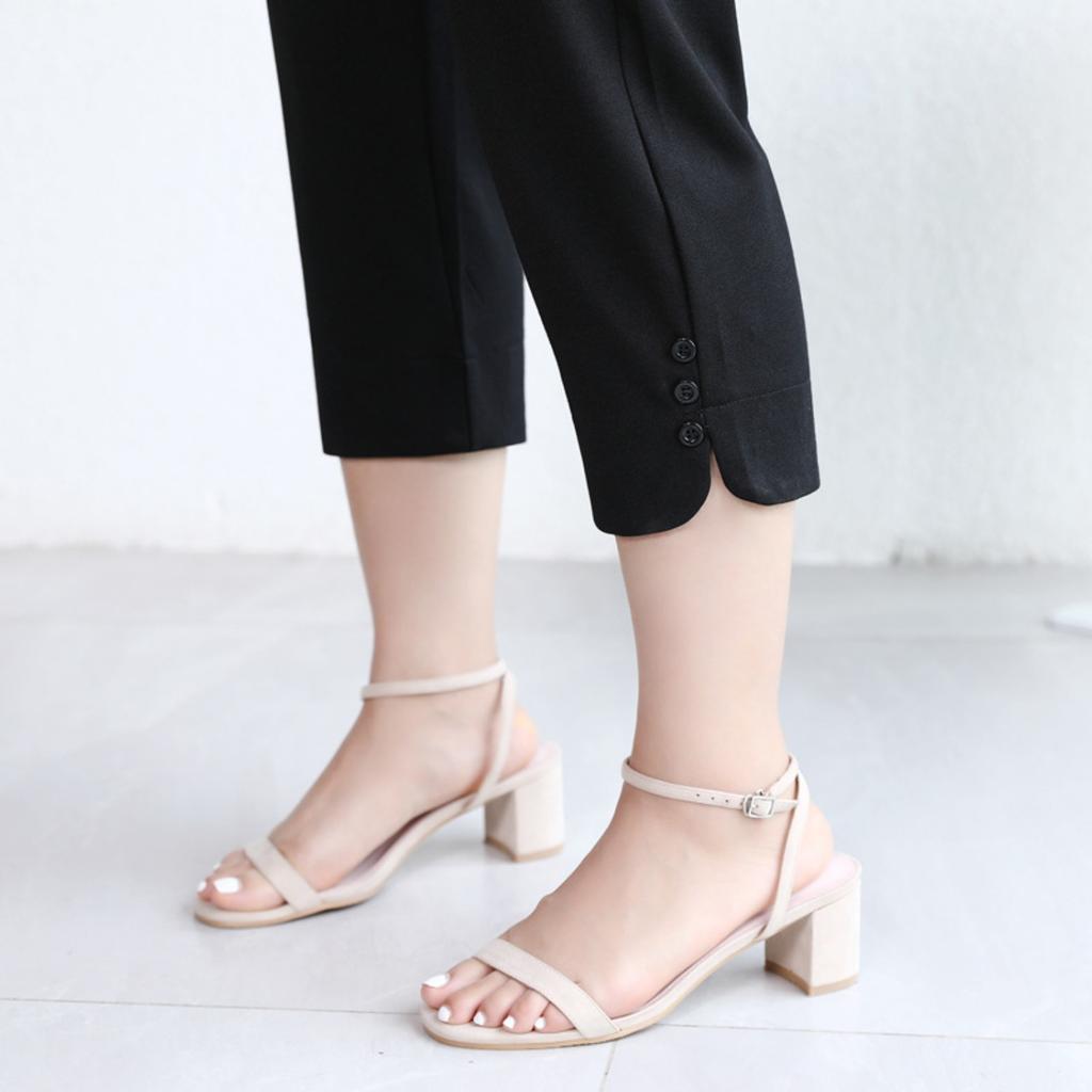 Women's Plus Size High Waist Elastic Waist Cropped Pants Casual Straight Leg Trousers