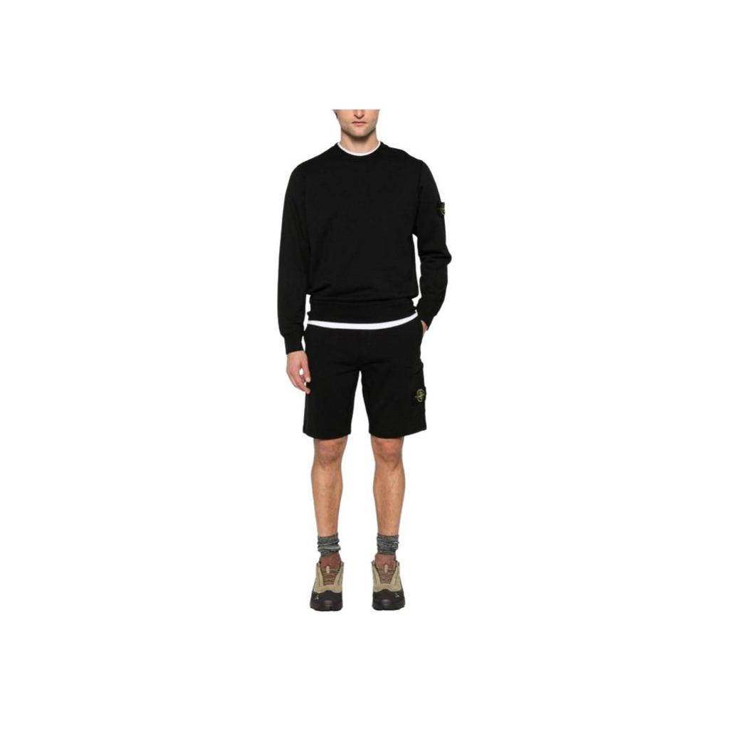STONE ISLAND Compass Patch Mid Waist Drawstring Casual Shorts Men Shorts Black K1S156200012S0051-V0029