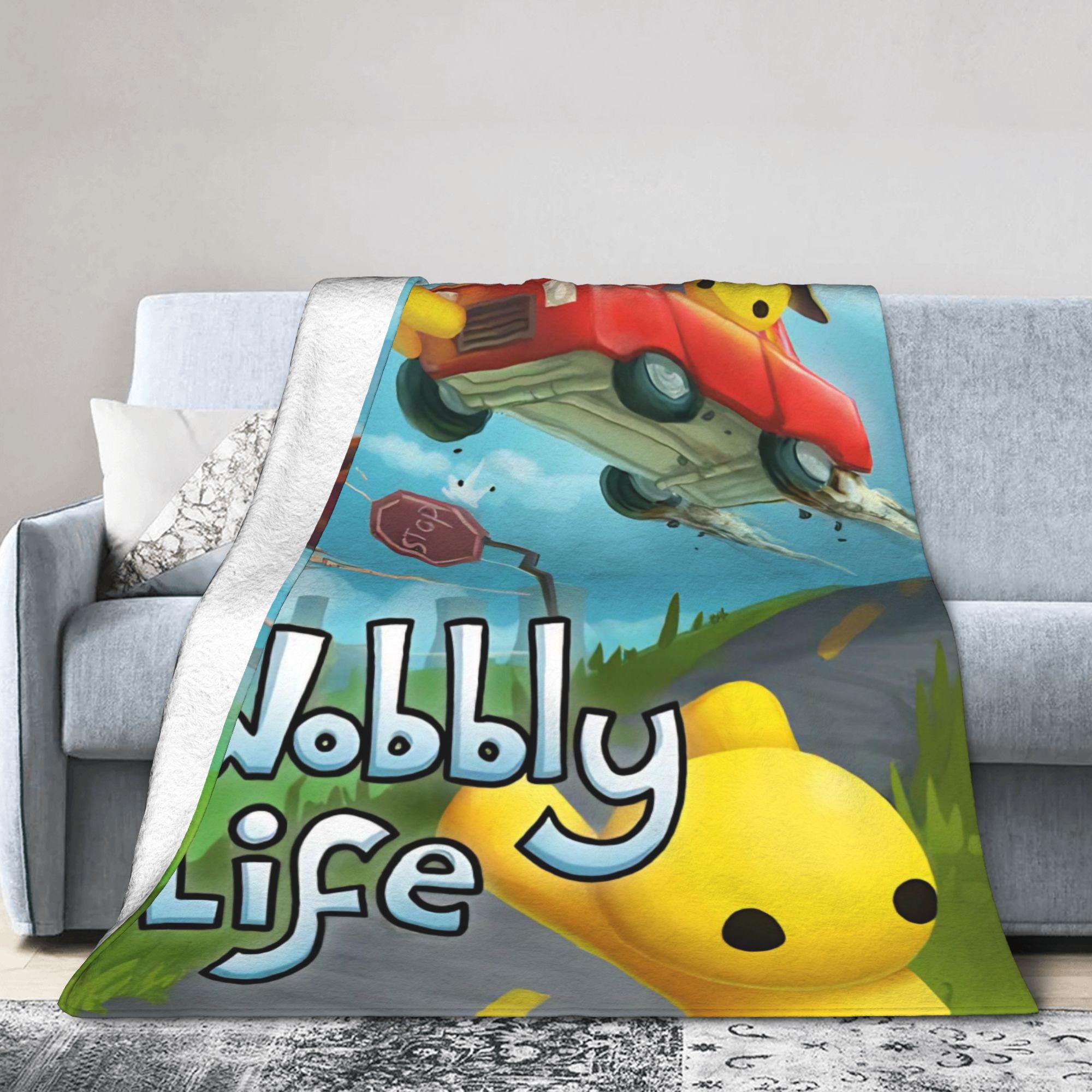 Wobbly Life Sandbox Game Blanket Cartoon Funny Flannel Throw Blanket Bedding Couch Portable Ultra-Soft Warm Bedspread Breathable 75X95CM