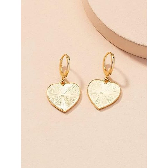 1 Pair Cute Gradient Color Heart-shaped Hoop Earring- Vintage Colorful Enamel Love Heart Dangle Drop Earring for Women Girl Teen 14K Gold Plated
