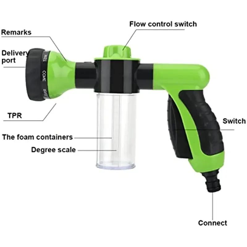 Lance à mousse portable pour voiture, pistolet à eau haute pression, buse à 3 niveaux, pulvérisateur pour lave-auto, outil de nettoyage, outil de lavage de jardin automobile