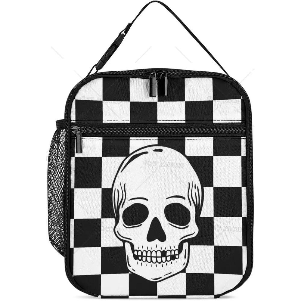 Gothic Skull Insulated Lunch Bag for Women Men Portable Cute Lunch Box for Work High Quality and Large Quantity Tote Bag