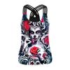 New Rose Skull Digital Printed Vest Women's Sports Running Elastic Skinny Top