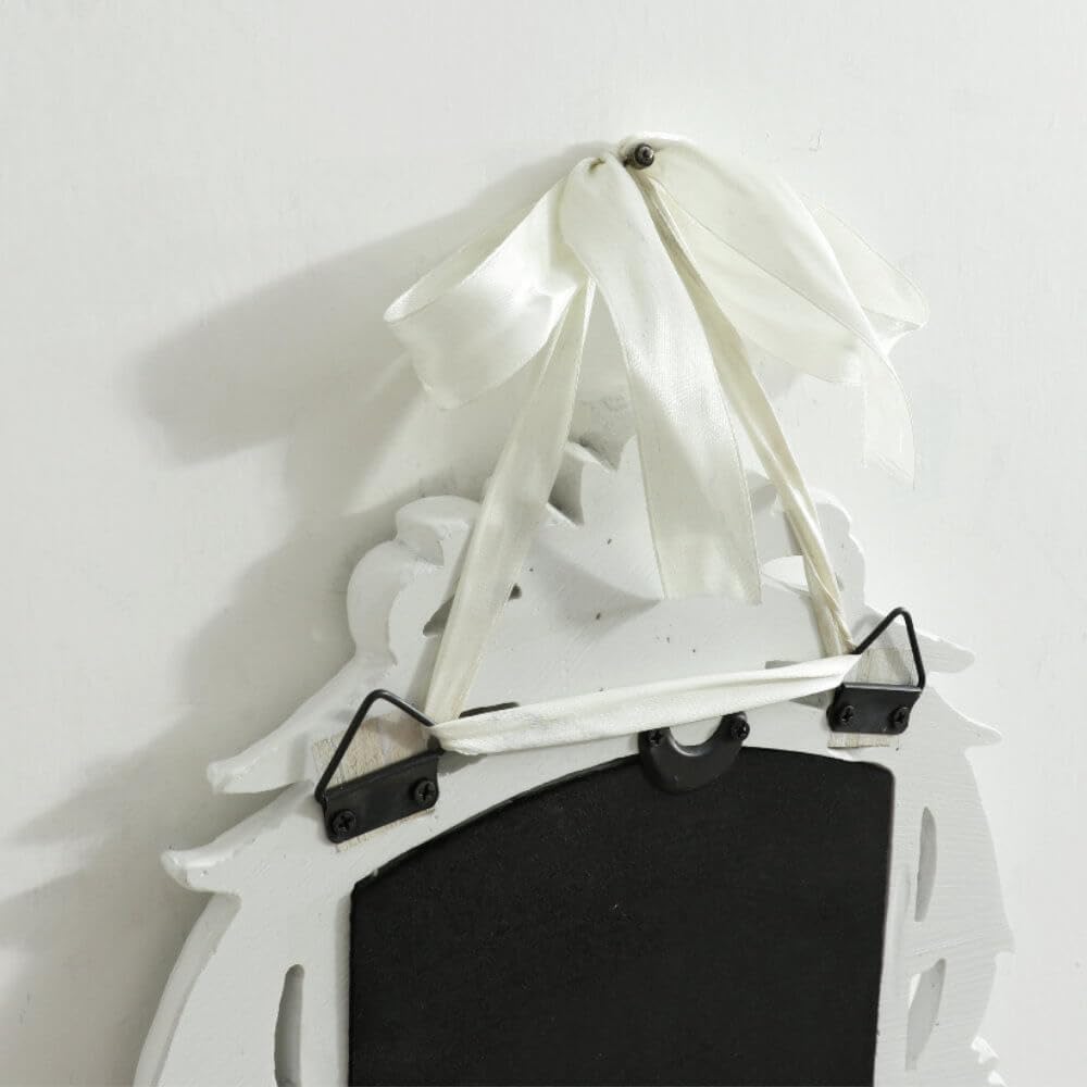 Antique style hand mirror type wall with ribbon for decorative mirror mirror, mounting, white,