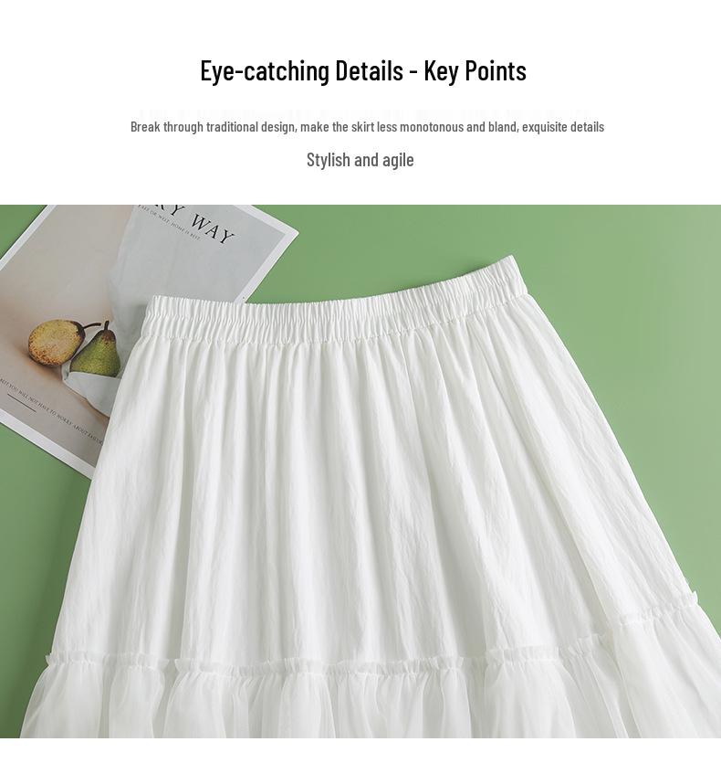White 3-Tier Lace Trim Flare Skirt - Spring/Summer 2026 Collection