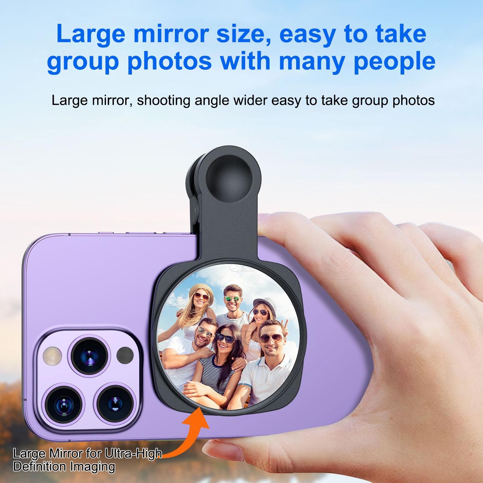 

Phone Rear Camera Selfie Mirror with BT Remote Control for Selfie Vlog Live Stream чёрный
