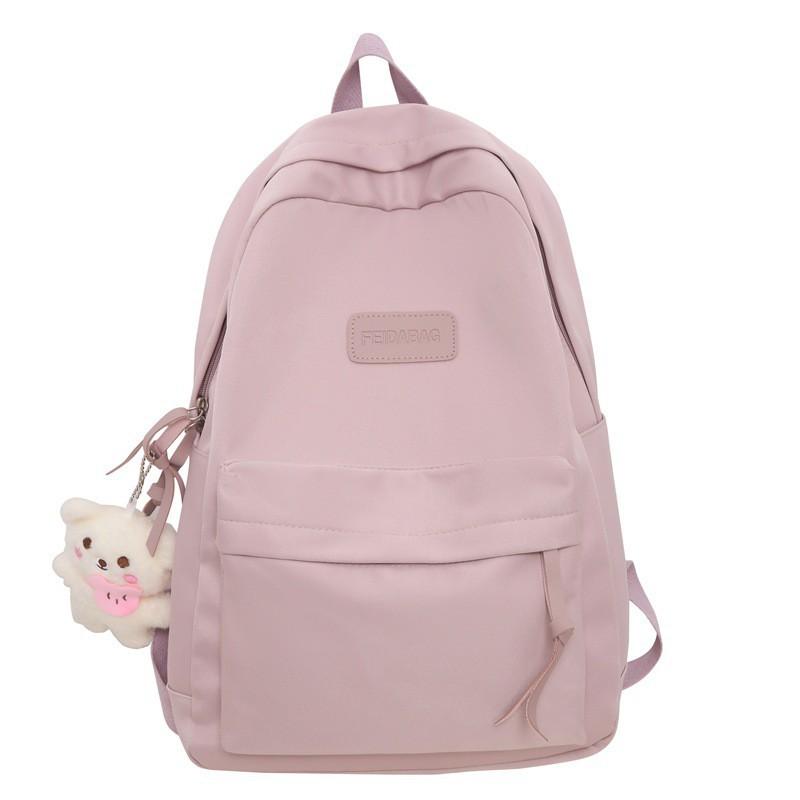 Korean Harajuku Ins All-matching Schoolbag Female Middle School Students Pure Color Backpack Simple Casual Travel