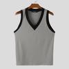 INCERUN Men V Neck Sleeveless Stitching Casual Slim Tank Tops Undershirts