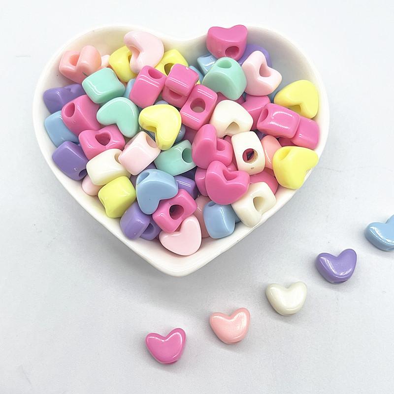 

30pcs 11mm Candies Colour Big Hole Heart-shaped Acrylic Loose Spacer Beads for Jewelry Making DIY Accessories