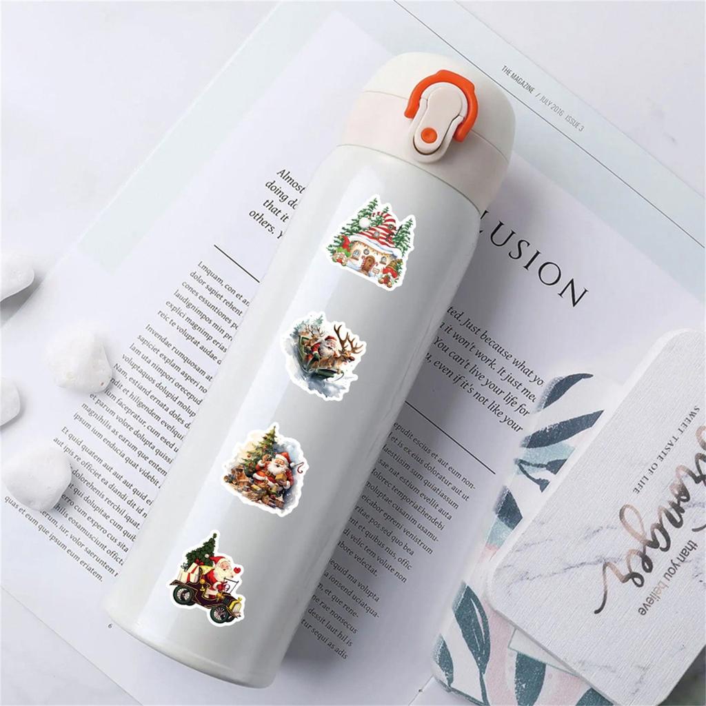 50pcs Retro Christmas Stickers Selling Computer Ledger Mobile Phone Case Luggage Christmas Gift Stickers
