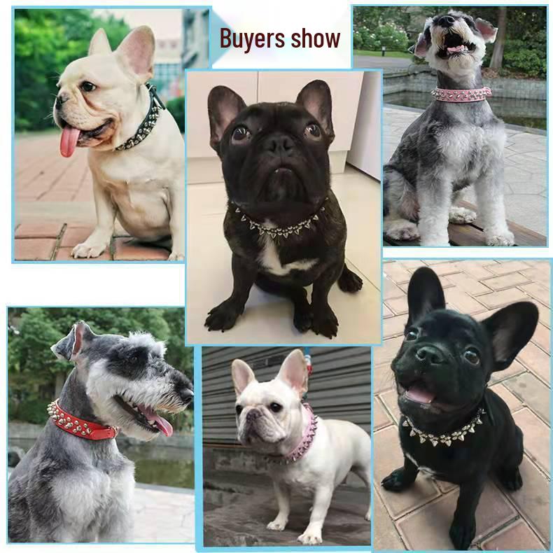 Punk Style Anti-Bite PU Leather Pet Collar with Rivets for Cats and Dogs