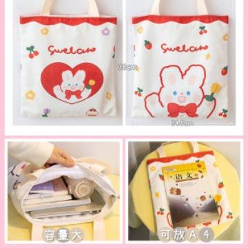 Japanese Small Animal Canvas Bag Cute Shopping Bento Handbag Bear Student Handbag Shoulder Bag