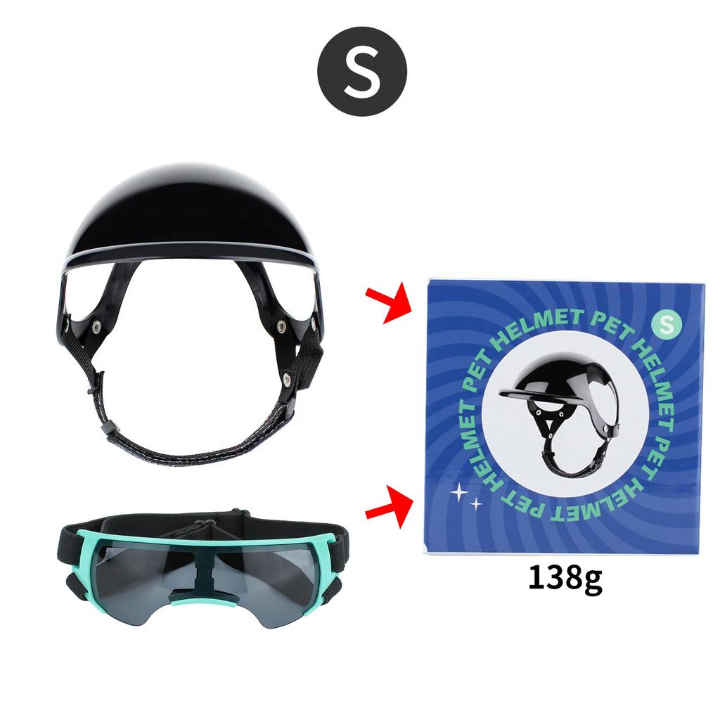 Dog Goggles with Helmet for Small Dogs Punk Style Doggy Helmet Sunglasses Set Small Dogs Outdoor Driving Walking Dog Accessories