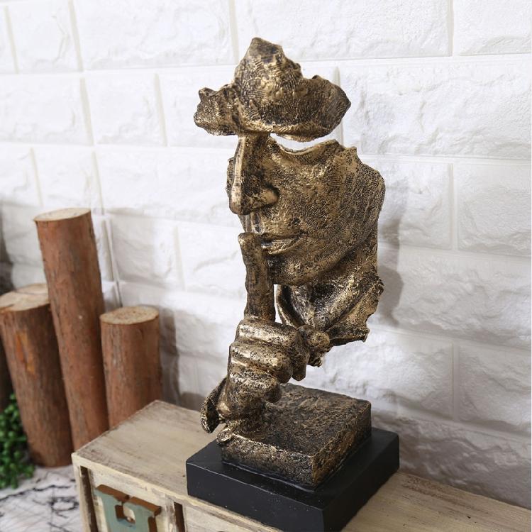 Exquisite Silence is Golden Thinker Statue Figurine Handcraft Entrance Objects