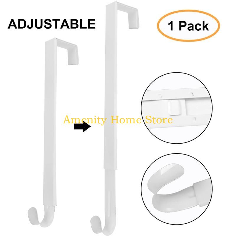 F26C Metal Door Wreath Hook Telescopic Adjustable Garland Hanger Rack for Christmas