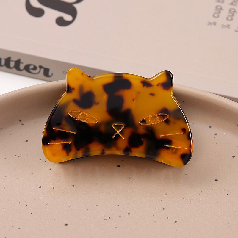 1Pcs Cute Sweet Hair Scratch Elegant Acetate Cat Grab Clip Metal Tooth Hairpin Ladies Back Of The Head Disc Hair Gripper