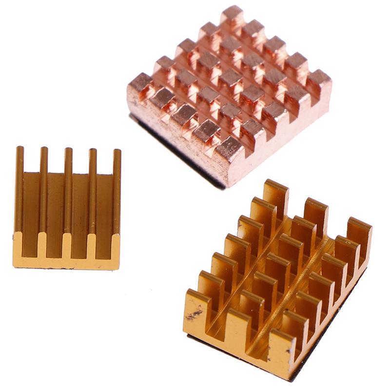 3Pcs/Set Raspberry Pi 4B Copper Cooling Pad Heatsink Radiator Cooling Kit