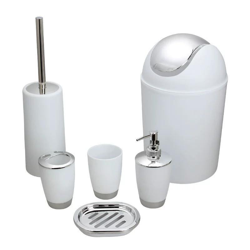 6 Accessory Bathroom Pc Set Soup Bin Soap Dish Dispenser Tumbler Hold Toothbrush