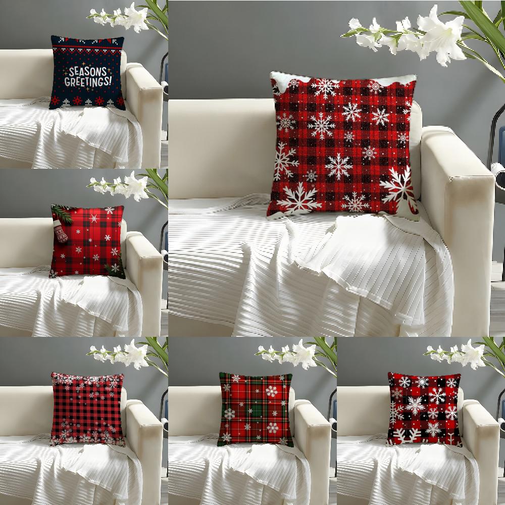 Snowflake-Themed Winter Home Decor Pictures Pillow Case Linen Pillow Case Sofa Home Decor Cushion Cover Cushion Cove