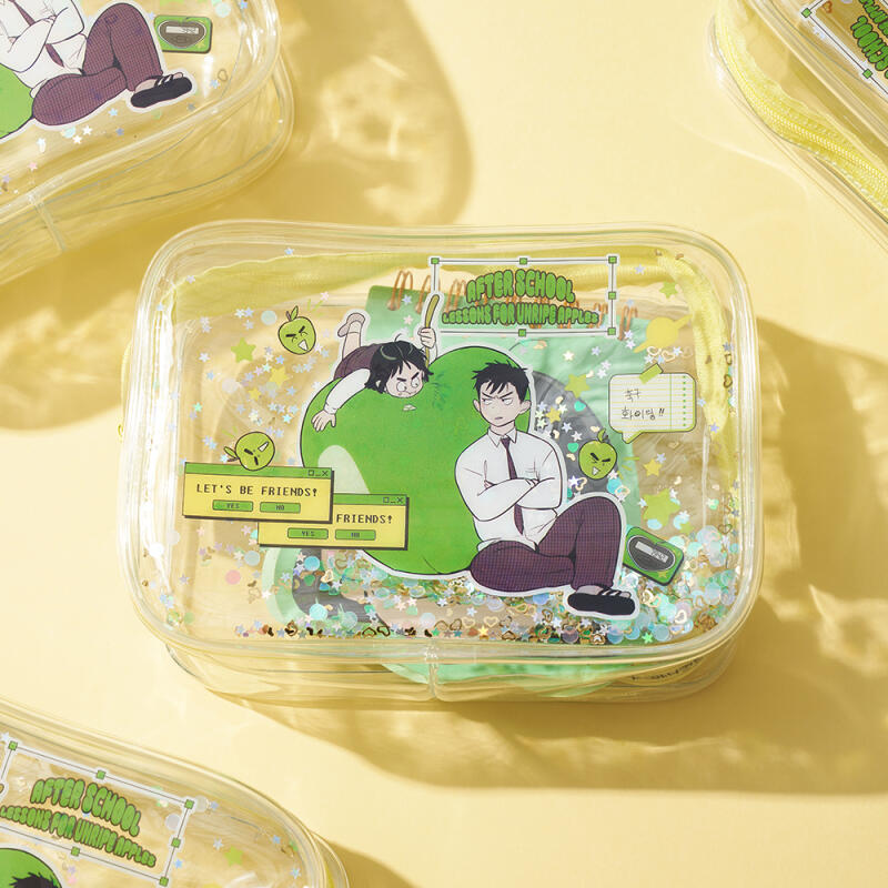 Зеленое яблоко конца века Увлажняющая Академия Прозрачный Глиттерный Пенал