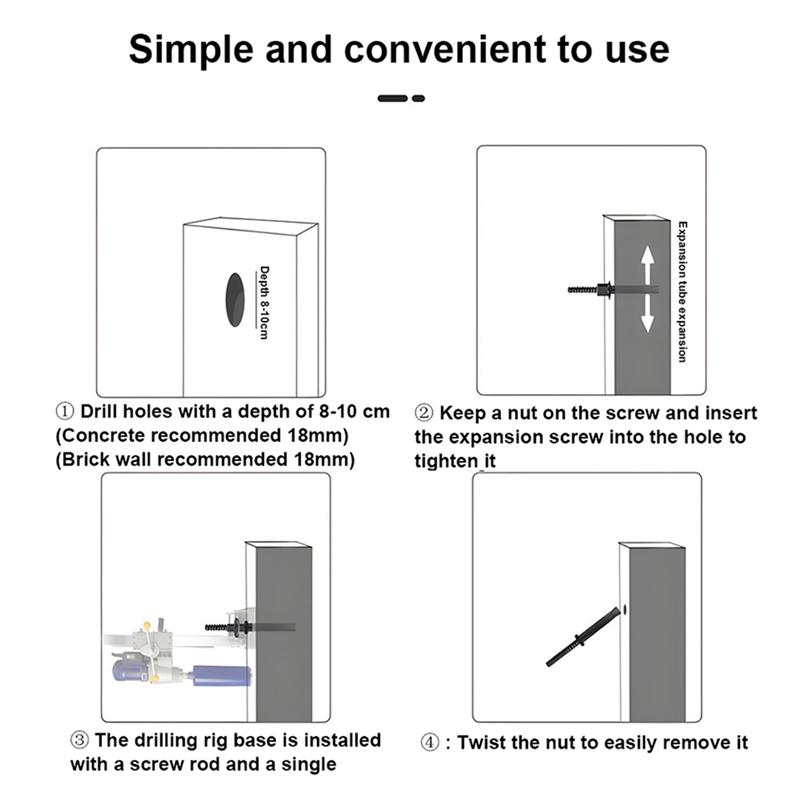 A74E-4Pc Water Drill Special Drilling Bracket Fixed Detachable Reusable Internal Expansion Bolt Screw Set