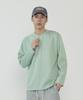 ANALOG MOOD Two-Button Henley Neck Plain Long Sleeve T-Shirt (Mint)